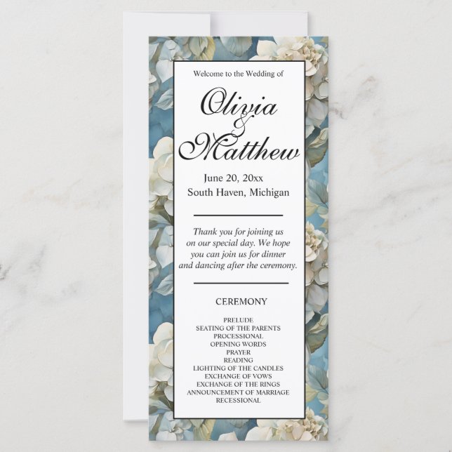Elegante stimmungsvolle blaue Aquarellblumen (Vorderseite)
