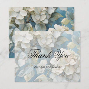 Elegante stimmungsvolle blaue Aquarellblumen Dankeskarte