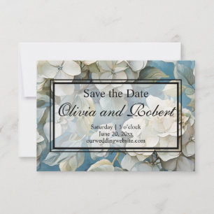 Elegante stimmungsvolle blaue Aquarellblumen Save The Date