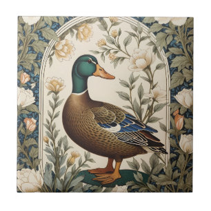 Elegante Stockente, inspiriert von William Morris Fliese