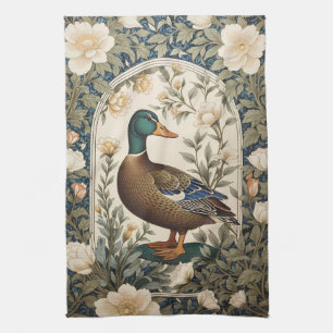 Elegante Stockente, inspiriert von William Morris Geschirrtuch