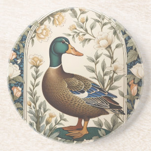 Elegante Stockente, inspiriert von William Morris Getränkeuntersetzer