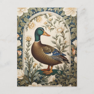 Elegante Stockente, inspiriert von William Morris Postkarte