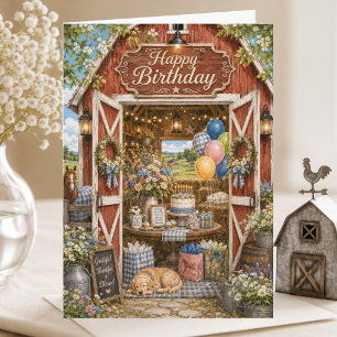 Elegante Storybook-Landhaus-Sommer-Geburtstag Karte