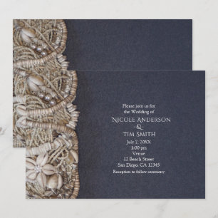 Elegante Strand Puka-Muschel-Hochzeitseinladungen Einladung
