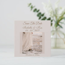 Elegante Strand Save-the-Date, Hochzeits-Papeterie