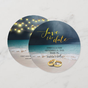 Elegante Strand-Sommerhochzeit Save-the-Date-Karte Einladung