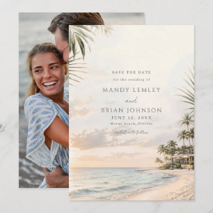 Elegante Strand-Tropen-Ziel-Hochzeitsfoto Save The Date