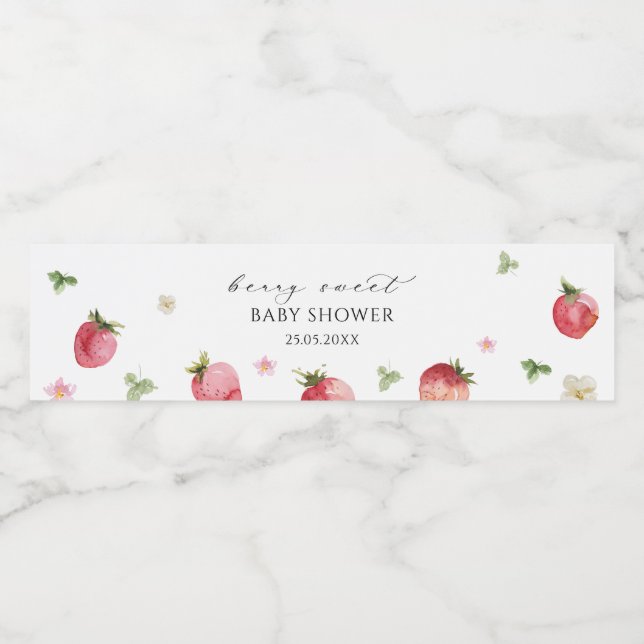 Elegante Strandcolor Strawberry Baby Shower (Einzelnes Label)
