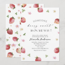 Elegante Strandcolor Strawberry Baby Shower