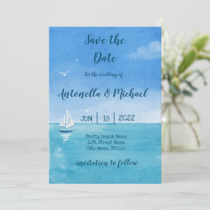 Elegante Strände und nautisches Save the Date Einladung