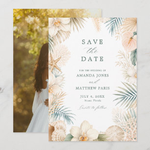 Elegante Strandhochzeit Foto  Save The Date