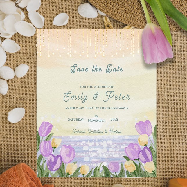 Elegante Strandhochzeit - Save-the-Date (Elegant Beach Destination Wedding Save the Date)