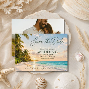 Elegante Strandhochzeitsfoto Save The Date