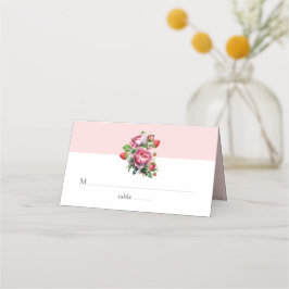 Elegante Strawberry und Peonies Wedding Platzkarte