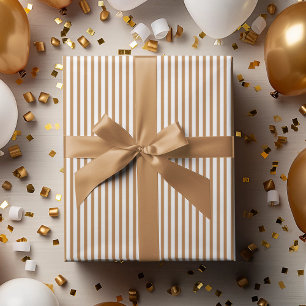Elegante Streifen aus Gold und Weiß Geschenkpapier