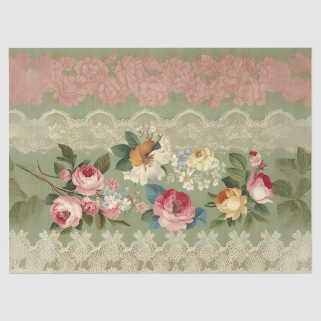 Elegante Streifen aus Vintagem dekoupage Gewebpapi Seidenpapier (Vorderseite)