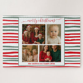 Elegante Streifen Familien Foto frohe Weihnachten