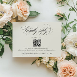 Elegante Streifen Hochzeits-QR-Code RSVP Karte