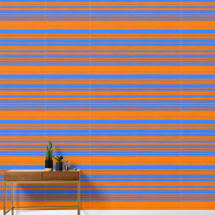 Elegante Streifen in Blau und Orange Tapete
