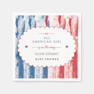 Elegante Streifen und Sterne 4. Juli Baby Shower Serviette