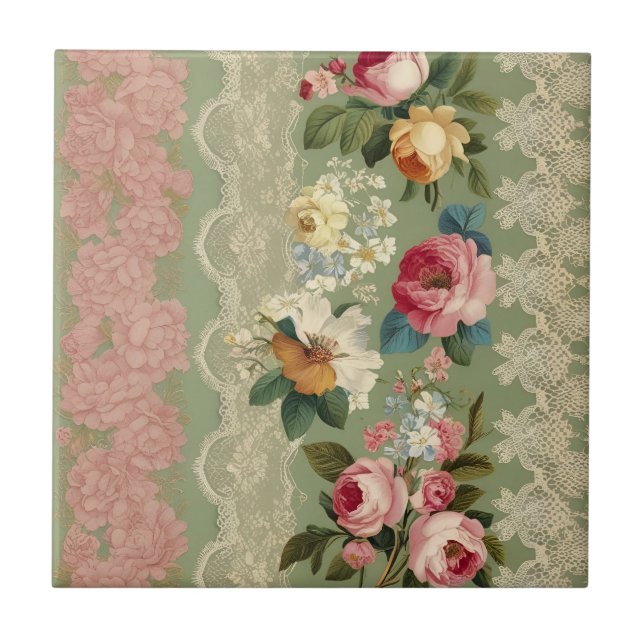 Elegante Streifen Vintag Fliese (Vorderseite)