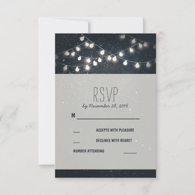 Elegante String Lights Night Stars Wedding RSVP (Vorderseite)