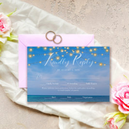 Elegante String Lights Summer Beach Arbor Wedding RSVP Karte