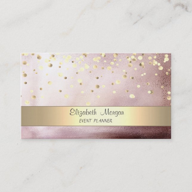 Elegante Stripe Confetti Rose Gold Visitenkarte (Vorderseite)