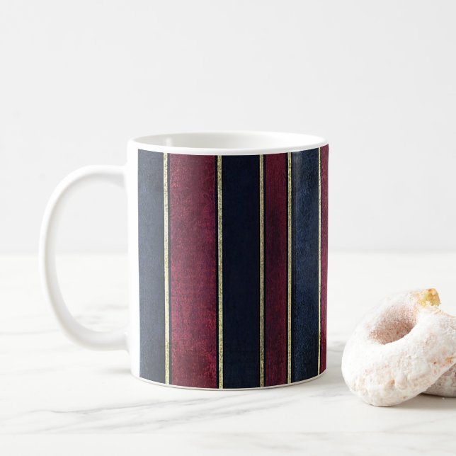 Elegante Stripe Gold Burgund Black Tasse (Mit Donut)