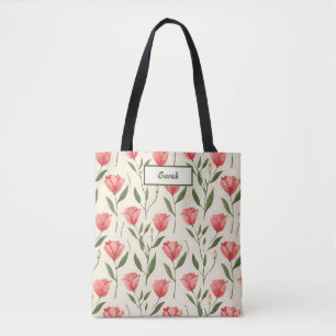 Elegante Stylische Süße Rosa Tulpen Vorlage Tasche