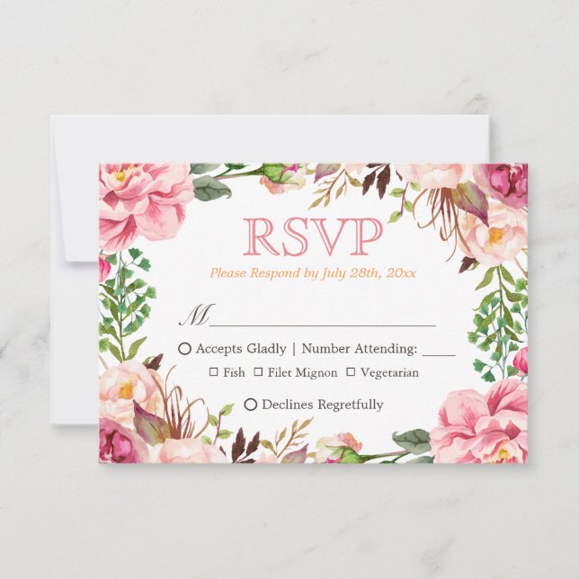 Elegante subtile Chic Rosa Blumenküche UAWG RSVP Karte (Vorderseite)