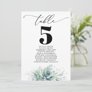 Elegante Succulents Tischnummer Seating Chart