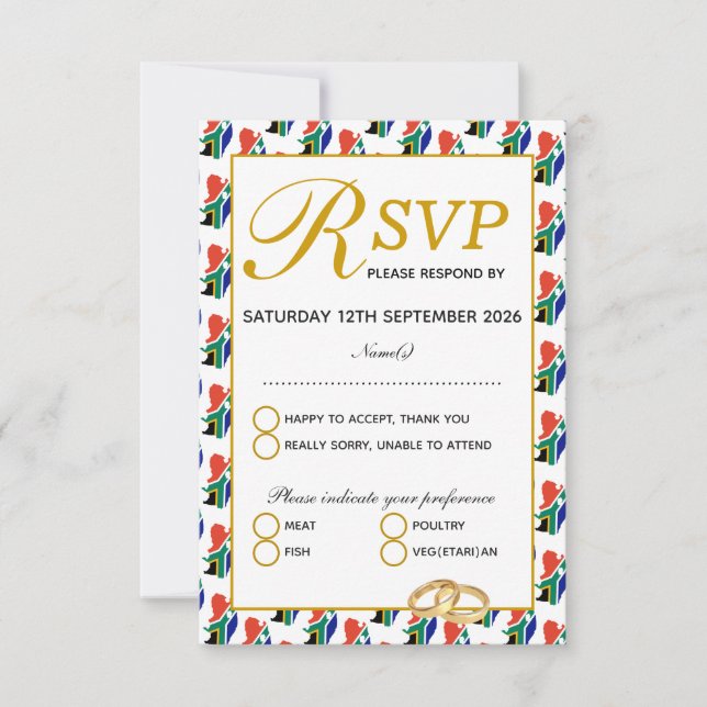 Elegante SÜDAFRIKA - RSVP-Antwortkarte für Hochzei RSVP Karte (Vorderseite)