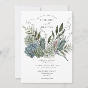 Elegante Sukkulenten Einladung zur Blumenhochzeit