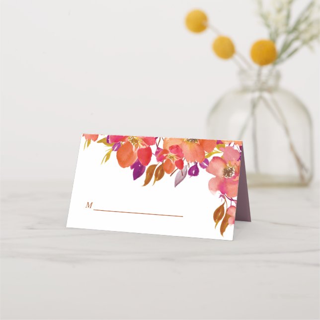 Elegante Summer Bouquet Moderne Hochzeit Platzkarte (Vorderseite)