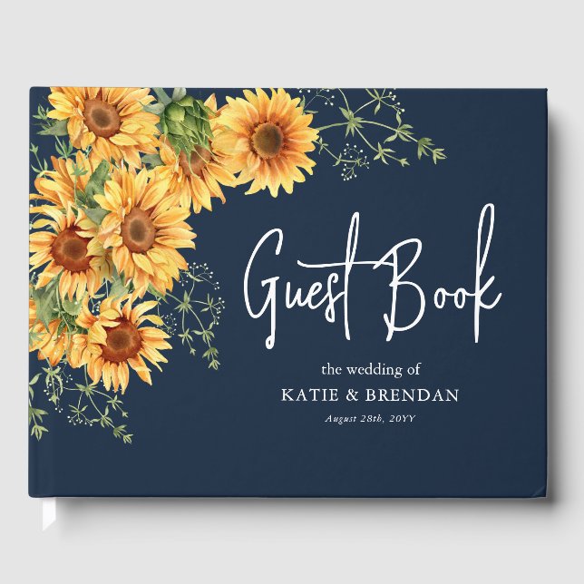 Elegante Summer Fall Sonnenblumen Hochzeit Gästebuch (Vorderseite)