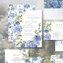 Elegante Summer Floral Blue and White Wedding