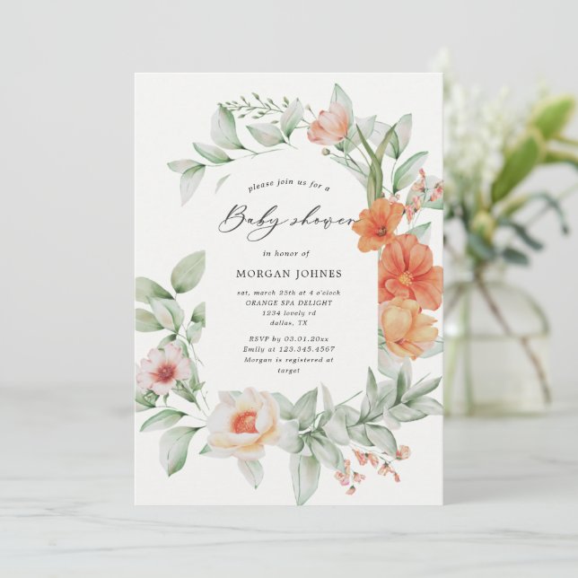 Elegante Summer Garden Floral Baby Dusche (Stehend Vorderseite)