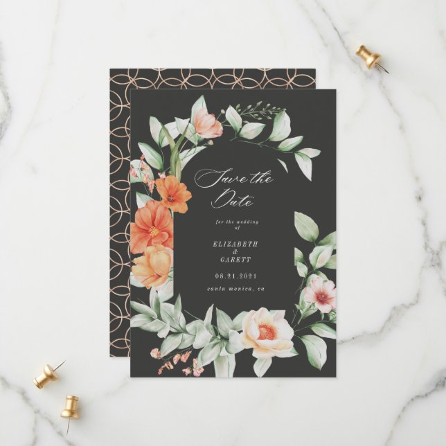 Elegante Summer Garden Floral Save the Date Card (Vorderseite/Rückseite Beispiel)