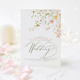 Elegante Summer Meadow Wildblumen Boho Wedding Einladung