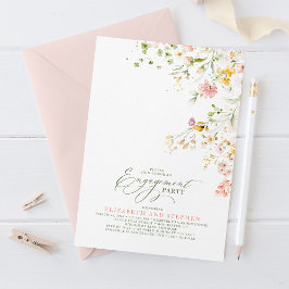 Elegante Summer Meadow Wildblumen Engagement Party Einladung