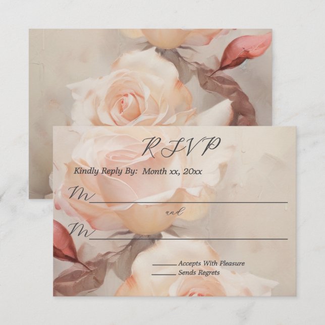 Elegante Summer Rose Hochzeit RSVP Karte (Vorne/Hinten)