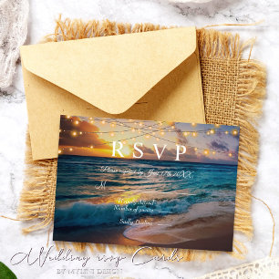 Elegante Summer Sunset Beach Wedding RSVP Card Einladung