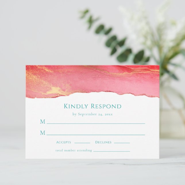 Elegante Summer Wedding RSVP Response Card Karte (Stehend Vorderseite)