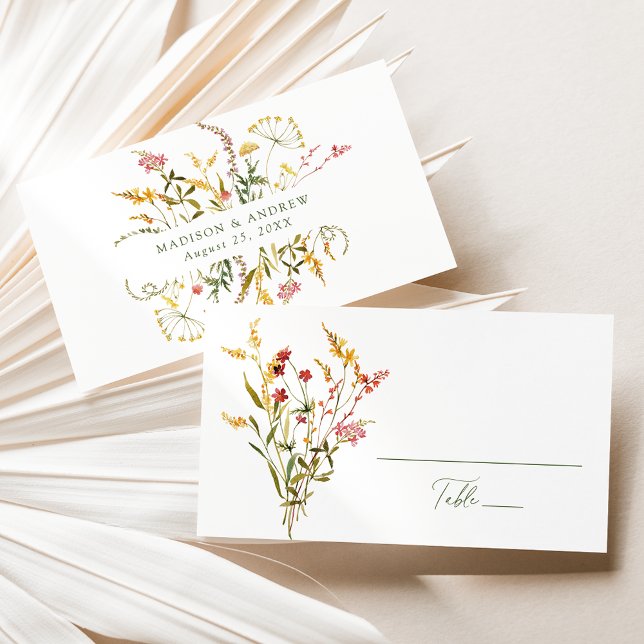 Elegante Summer Wildblume Wedding Platzkarte (Von Creator hochgeladen)