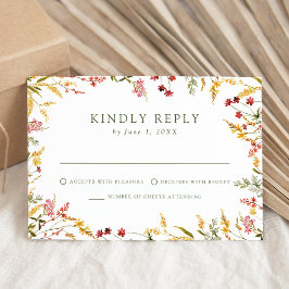 Elegante Summer Wildblume Wedding RSVP Karte