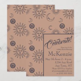 Elegante Sun- und Moon Celestial Baby Shower Einladung