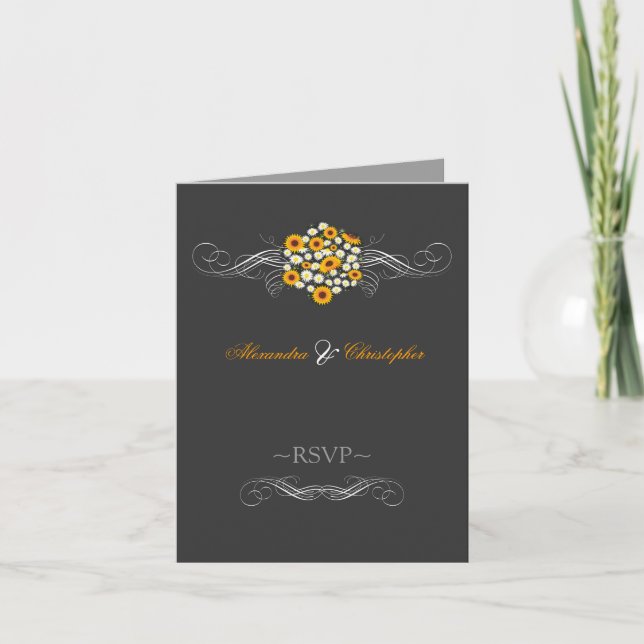 Elegante Sunflowers Daisies Bouquet UAWG Einladung (Vorderseite)