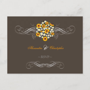 Elegante Sunflowers Daisies Bouquet UAWG Einladungspostkarte